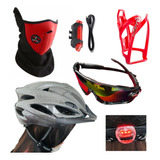 Kit Casco Bicicleta+1luz Roja+ 1mascara+1 Lentes+1 Soporte
