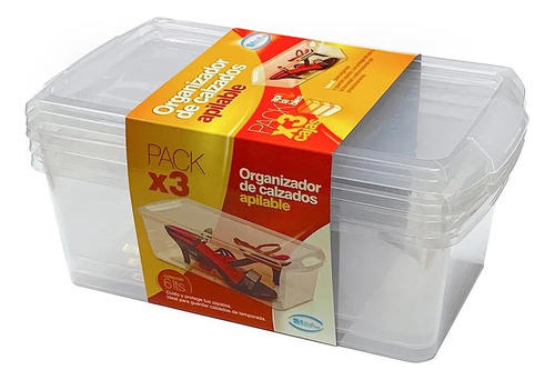 Organizador X6 Multiuso 6lts Caja Plastico Tapa Star Zapatos