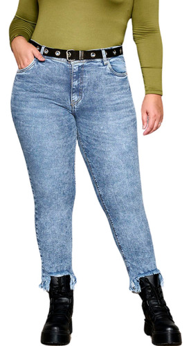 Jeans Mom Cenitho Mujer Con Fleco Elastizado Talles Grandes