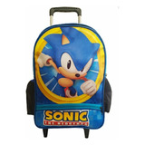 Mochila De Rodinhas Sonic Com Brinde Infantil Menino Escolar