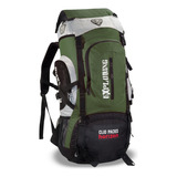 Mochila Trilha 55 Lts Viagem Trekking Resistente Reforçada Cor Verde Desenho Do Tecido Camping