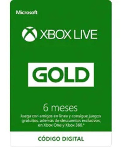 Xbox Live Gold 6 Meses [ Codigo Digital México ]