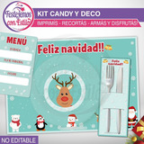Kit Imprimible Navidad Candy Y Deco  Digital No Es Editable 