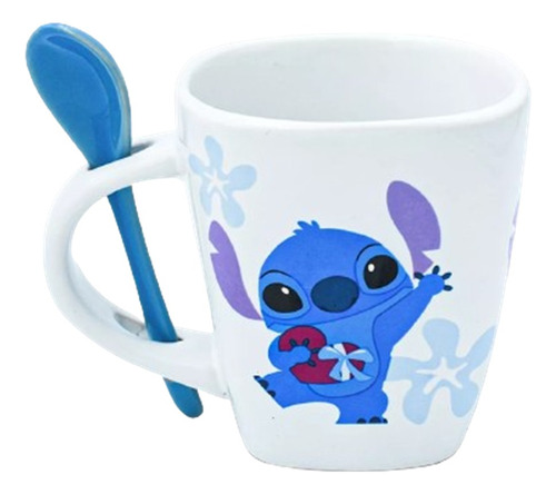 Taza Para Café Stitch Con Cuchara Porcelana Disney Tarro 