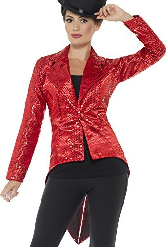 Smiffys Womens Sequin Tailcoat Jacket Ladies