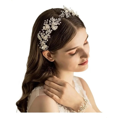 Y, Diadema Nupcial De Cristal Con Flores De Boda Para Mujer