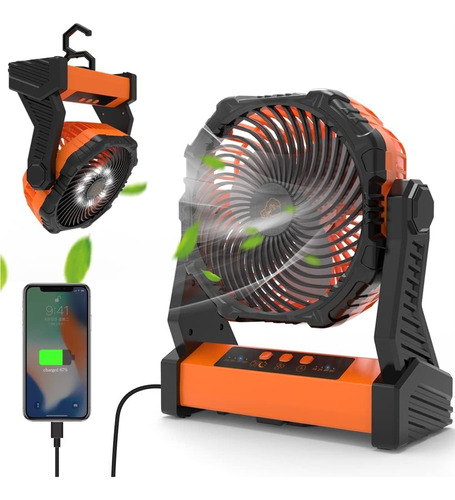 Ventilador De Mesa Recargable Silencioso Con Carga Celular