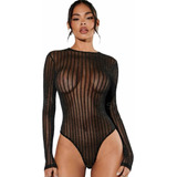 Body Shines Transparencia Negro Mujer Brilloso Lineas