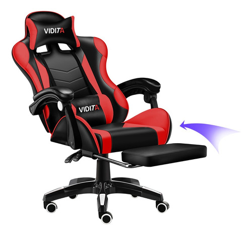 Silla Gamer Vidita Ergonómica  Negra Y Roja Con Tapizado De Poliuretano