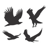 Adesivos De Vidro E Parede, 6 Pássaros, Águias, Gavião 30cm