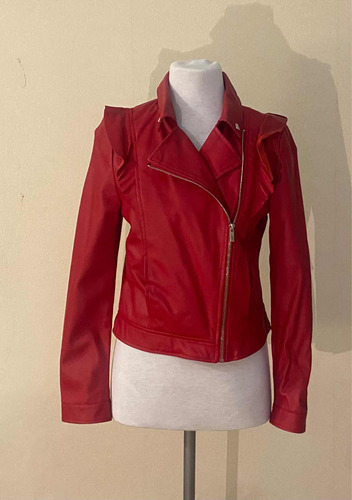 Campera Cuero Ecológico Roja En Talle S