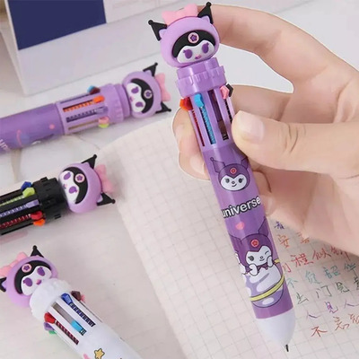 Bolígrafos Multicolor Kuromi 10 Colores Kawaii Escolar Oficina Tinta Líquida | Meses sin interés