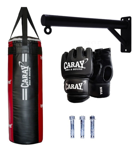 Saco De Boxeo Pro Caray Negro/rojo +base Metalica+guante Mma