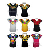 Lote 24 Blusas Artesanales Bordada Manta Mayoreo Mexicana