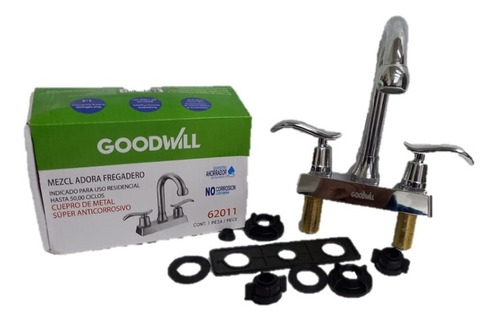 Mezcladora Para Fregadero/lavabo Goodwill 62011 Cuerpo Metal Acabado Cromado Color Plateado