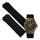 Correa 25mm Para Hublot Fusion Fuente Bronze 45mm Negro