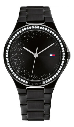 Reloj Mujer Tommy Negro C/ Swarovski 20% Off + Regalo !