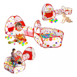 Carpa Piscina De Pelotas Con Tunel Castillo Niños Plegable Color Rojo