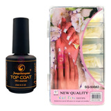 500 Tips Natural Curvatura C + Top Coat Pretinho Do Poder