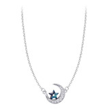 Collar De Plata 925 Para Mujer Collar Luna Azul 