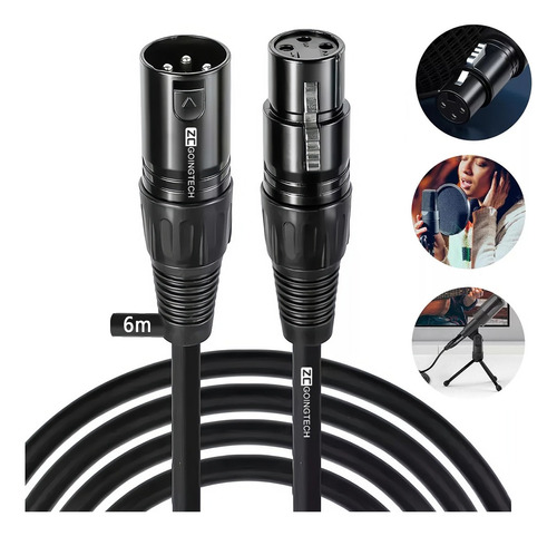 6m Cable Para Microfono,cable Xlr Balanceado Dual Shielded