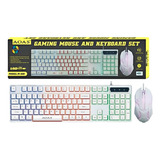 Teclado Gamer Com Mouse 2400 Dpi Usb Branco Led Colorido