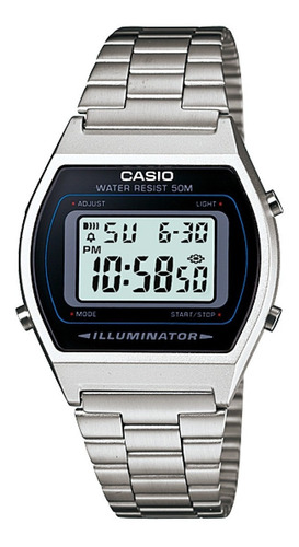 Relógio Casio Unissex Vintage Digital Cor Da Correia Prateado Cor Do Bisel Prateado Cor Do Fundo Cinza