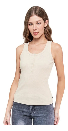 Top Sin Mangas Ropa Casual Holly Land 3708 Avena Jaspe Mujer