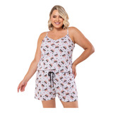 Pijama Verão De Alcinha Malha Plus Size  