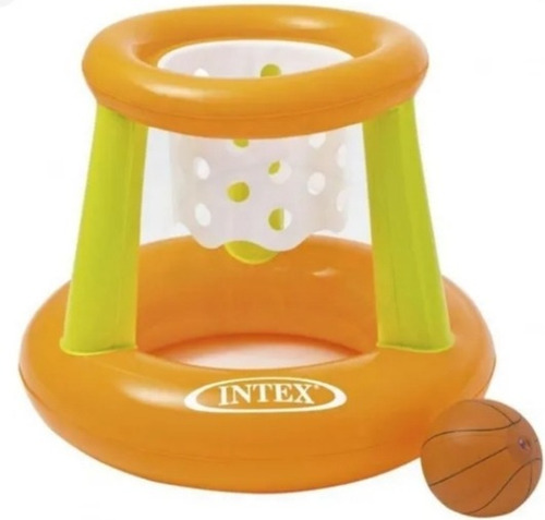 Cesta De Basquete Flutuante Inflavel Com Bola Piscina Intex