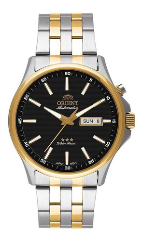 Relógio Orient Masculino Automatico 469tt043 P1sk Cor Da Correia Misto Cor Do Bisel Dourado Cor Do Fundo Preto
