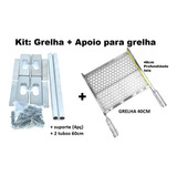 Grelha Para Churrasqueira Tela Moeda Inox 40cm Larg + Apoio