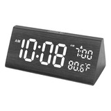 Reloj Despertador Digital De Madera, C/indicador Temperatura