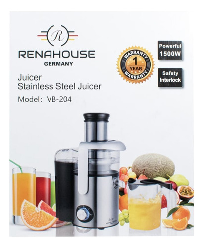 Extractor De Juegos Power Juicer Renahouse 1500w + Recetario