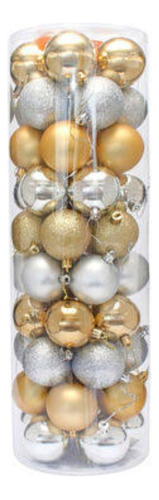 24 Esferas Navideñas 8cm Plástico Dorado-plata Bolas