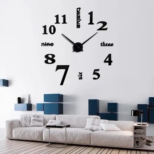 Reloj De Pared 3d Números Grande Negro