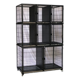 Canil Gatil 8 Lugares Modular Pet Shop Cor Preto