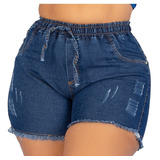 Shorts Jeans Feminino Plus Size C/ Lycra Grande Moda Verão