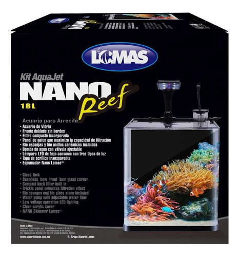 Pecera Para Corales  Lomas Kit Aquajet Nano Reef 18 Litros 