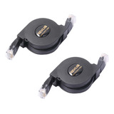 2×cable Retráctil Ethernet 2m Negro 2m