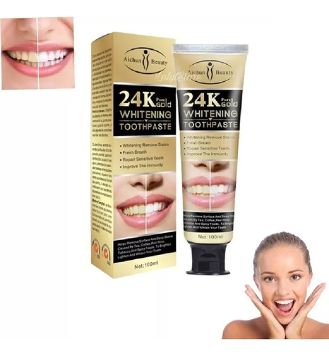 Crema Blanqueadora Dientes 24k Quita Manchas Aliento Fresco