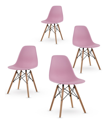 Set De 4 Sillas Eames Modernas Minimalistas Varios Colores