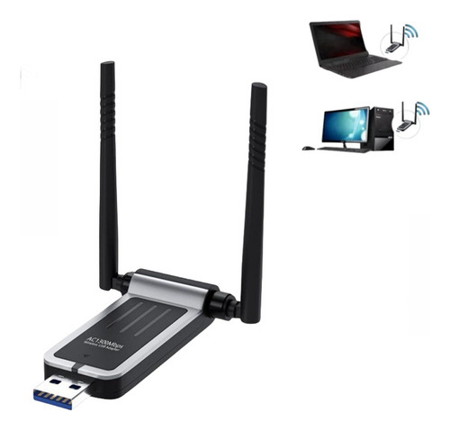 Adaptador Antena Wifi Placa Wireless Usb Dual Band 1300m 5g