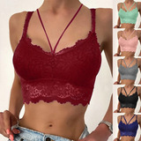 Brasier Bralette De Encaje Sujetador Crop Top Sexy Sin Aros