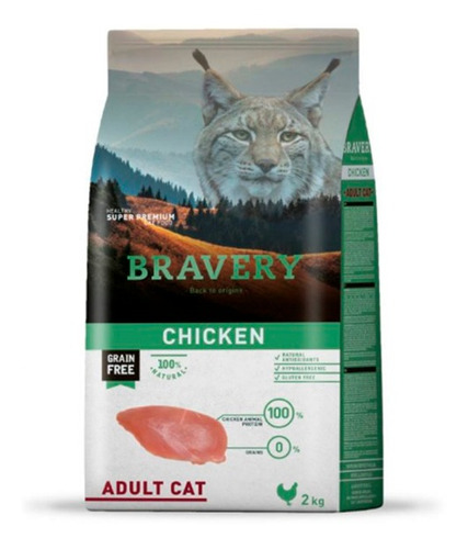 Bravery Pollo Gato Adulto 2 Kg