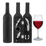 Set Vino 5 Pcs Estuche Botella Iman Sacacorcho Tapon Pico  