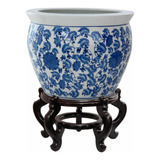 Oriental Muebles 20  Porcelana Pecera Blue & Floral, Color B