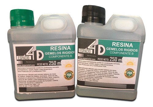 500gr Resina Epoxica Flitro Uv Y Grado Alimenticio/espacio4d