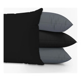 Kit Capas Almofadas Decorativas Duplas Lisas 45x45 Id Decor Cor Preto E Cinza Escuro