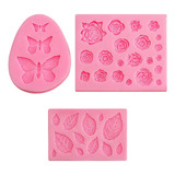 Molde 3d Hoja Rosa Flor Mariposa Pastel Chocolate Rose 9652